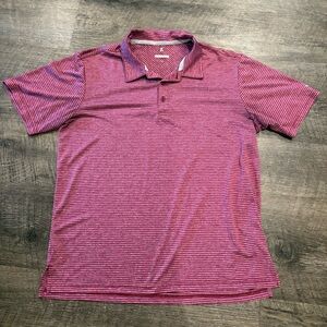 Men's Striped Polo Shirt - Red